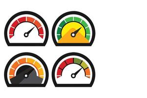 Four Color Coded Speedometer Gauge Icons vector