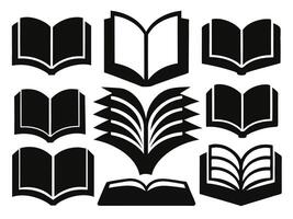 Collection of Open Book Icons Illustrations for Education, Reading, and Knowledge vector