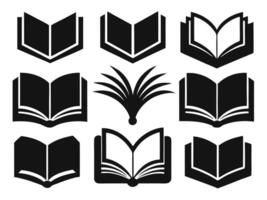 Collection of Open Book Icons Graphics for Education, Reading and Knowledge vector