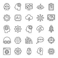 Collection of Line Icons Related to Artificial Intelligence and Technology vector
