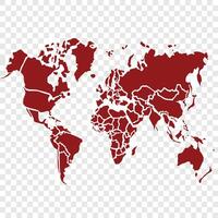 A world map with red cracks spreading across continents vector