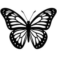 Elegant black and white silhouette of a butterfly with intricate wing patterns on a white background vector