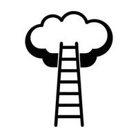 Symbolic illustration of a ladder reaching towards a cloud representing growth and aspiration in white background vector