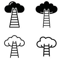 Four abstract ladder illustrations ascending into clouds representing growth goals and ambition vector