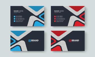 Professional creative and abstract business card design template. Template design for business card, visiting card, identity card, contact, branding, stationery, blue, red and black color. vector