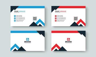 Professional creative and minimal concept business card design template. Template design for business card, visiting card, identity card, contact, branding, stationery, blue, red and black color. vector