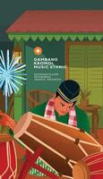 A poster with a man playing a drum and a firework vector