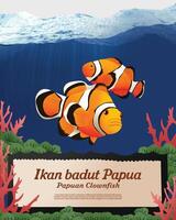 Clownfish and coral reef background with banner for your design vector