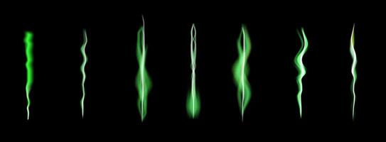 Eerie green light forms create abstract patterns in dark environment during a creative design session. vector