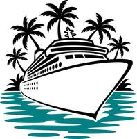 Cruise Ship with Palm Trees Graphic vector