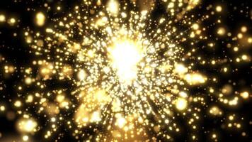Flying sparkling and shiny particles, falling golden glowing, abstract dot rain. Particle explosion. Digital futuristic background. video