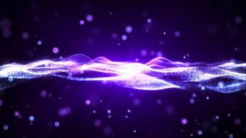 Futuristic abstract background with glowing waves consisting of bright particles and light dots. Dynamic flow of energy with depth of field and bokeh effect. Perfect for dynamic graphics, video