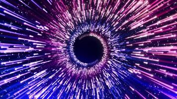 abstrato brilhando partículas vôo dentro uma espiral dentro uma vórtice do energia, mágico partículas brilhar e redemoinho em a abstrato fundo. brilhante explosão do brilhar partículas. 4k. video