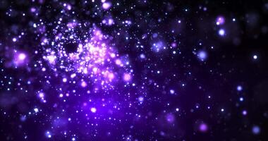 Beautiful nebula of dust particles and glitter dots. Space or sci-fi scene. Seamless loop video