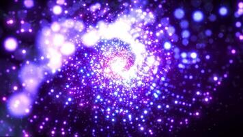 Rotating surface of digital particles. Abstract glowing surface with wave energy of particles and dots moves on blue background, big data visualization, futuristic and digital background, 3D, 4K video
