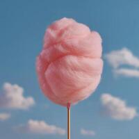Whimsical Pink Cotton Candy Against a Serene Blue Sky photo