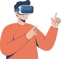 Man experiencing virtual reality with a VR headset design art vector