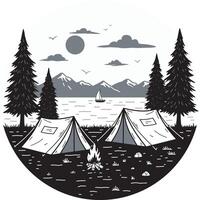 Camping Adventure in the Mountains vector