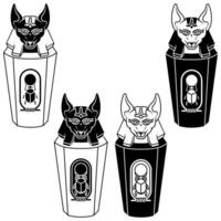Anubis, the God of Death, is represented by this detailed Canopic Jar from ancient times, a fascinating artifact reflecting Egyptian beliefs about the afterlife vector