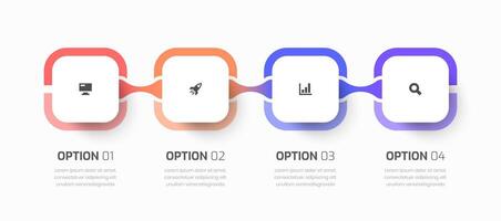 Timeline Infographic Business with Square Label, Icon and 4 Options for Presentation vector