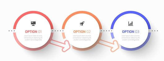 Infographic Business with Circle Label, Arrows, Icon and 3 Options for Presentation vector