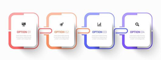 Minimal Infographic Business with Rounded Rectangle Label, Line, Icon and 4 Options for Presentation vector
