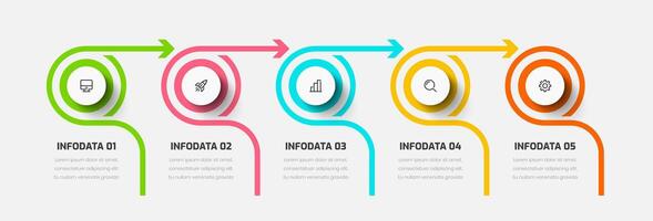 Infographic Business with Line Circle Label Arrow Icon and 5 Option for Presentation vector