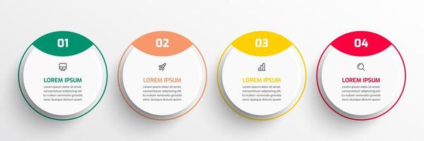 Business Infographic Template with Circle Label 4 Number and Icon Can be Used for Presentation vector