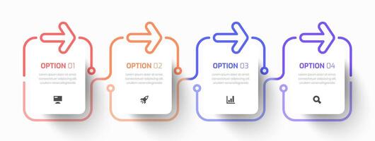 Infographic Business with Rectangle Label, Arrows, Icon and 4 Option for Presentation vector