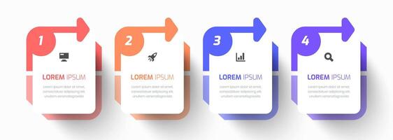 Infographic Business with Rectangle Label, Arrows, Icon and 4 Option for Presentation, Flowchart vector