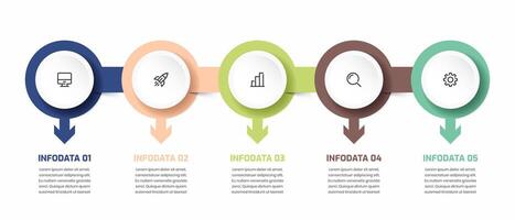 Business Infographic Template with Arrow Circle Label Icon and 5 Option for Presentation vector