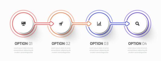 Timeline Infographic Business with Circle Label, Line, Icon and Four Options for Presentation, Process Diagram vector