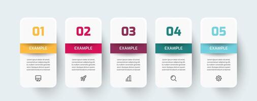 Business Infographic Template Data Visualization Abstract Element with Rectangle Label 5 Number vector
