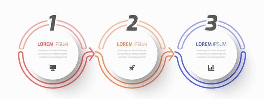 Infographic Business with Circle Label, Thin Line, Icon and 3 Number for Presentation vector