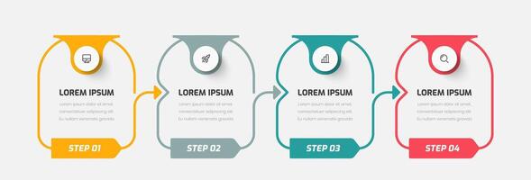 Infographic Business with Line Circle Label Arrow Icon and 4 Step for Presentation vector