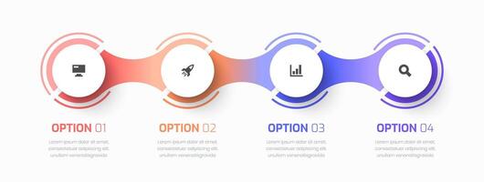Infographic Business with, Circle Label, Thin Line, Icon and 4 Number for Presentation, Flowchart vector