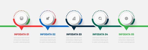 Timeline Infographic Business with Circle Label, Line, Icon, and 4 Option for Presentation vector