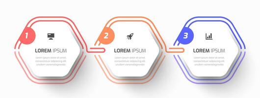 Infographic Business with Thin Line, Hexagon Label, Icon and 3 Number for Presentation vector