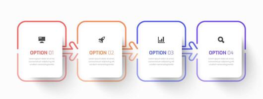 Infographic Business with Thin Line, Rectangle Label, Icon and 4 Option for Presentation vector