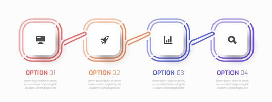Infographic Business with, Square Label, Thin Line, Icon and 4 Option for Presentation vector
