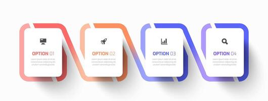 Timeline Infographic Business with Rectangle Label, Icon and 4 Option for Presentation vector