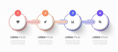 Infographic Business Template with Circle Label, Line, Icon and 4 Numbers for Presentation vector