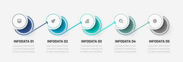 Timeline Infographic Business with Circle Label, Line, Icon, and 5 Option for Presentation vector