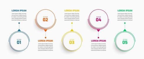 Infographic Element Templates with Circle Label Icons and 5 Steps Suitable for Process Diagram vector