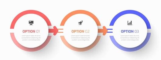 Timeline Infographic Business with Circle Label, Arrows, Icon and 3 Option for Presentation vector