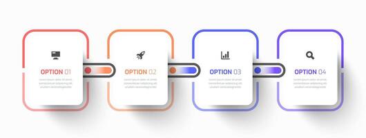 Timeline Infographic Business with Rectangle Label, Line, Icon and 4 Options for Presentation vector