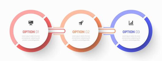 Infographic Business with Circle Label, Line, Icon and 3 Options for Presentation vector