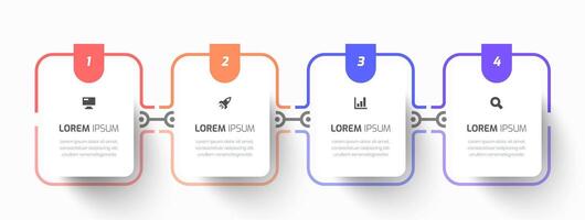 Infographic Business with Thin Line, Rectangle Label, Icon and 4 Number for Presentation vector
