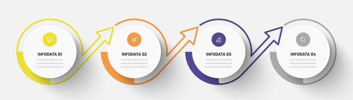 Infographic Business with Abstract Design, Circle Label, Line, Icon, Arrow and 4 Option for Presentation vector