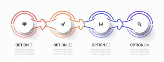 Infographic Business with Thin Line, Circle Label, Arrow, Icon and 4 Option for Presentation vector